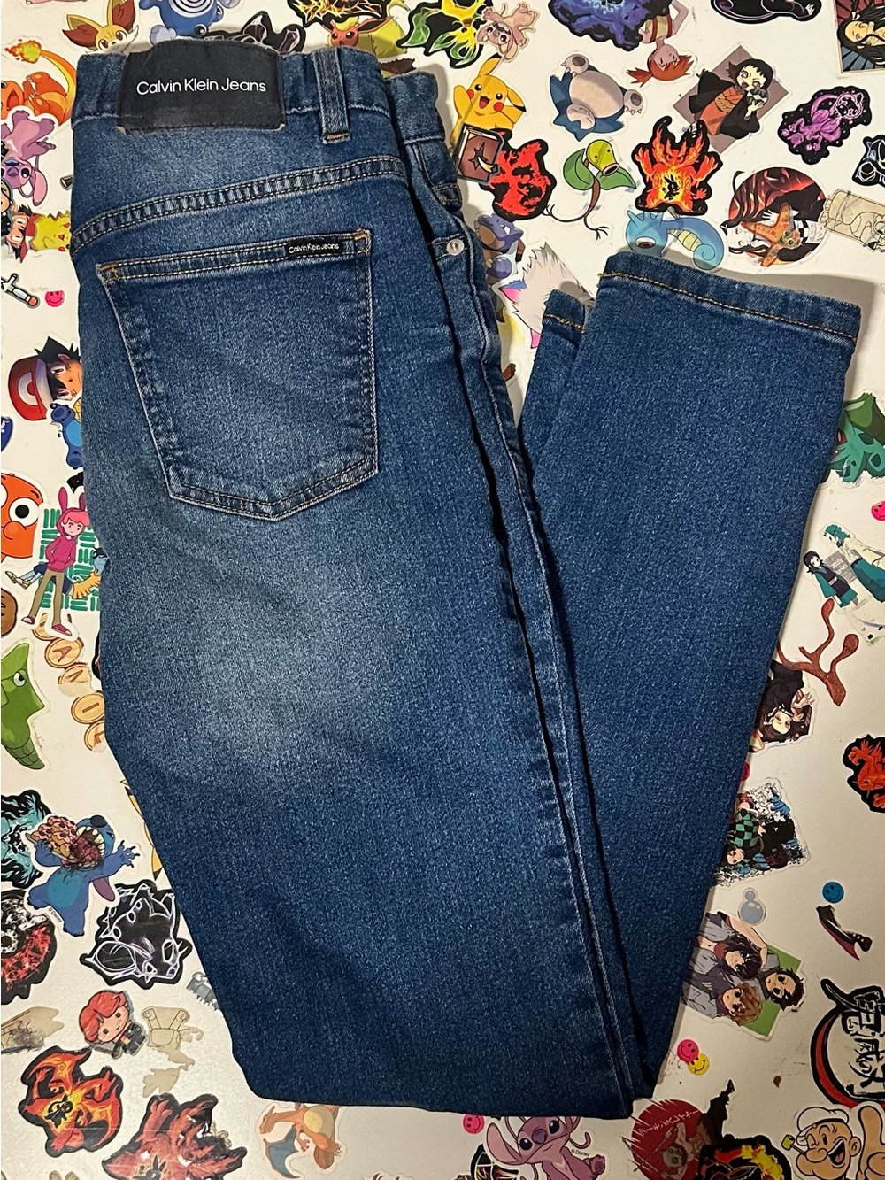 Calvin Klein Classic Adjustable Medium Wash Skinny Jeans - Size 14